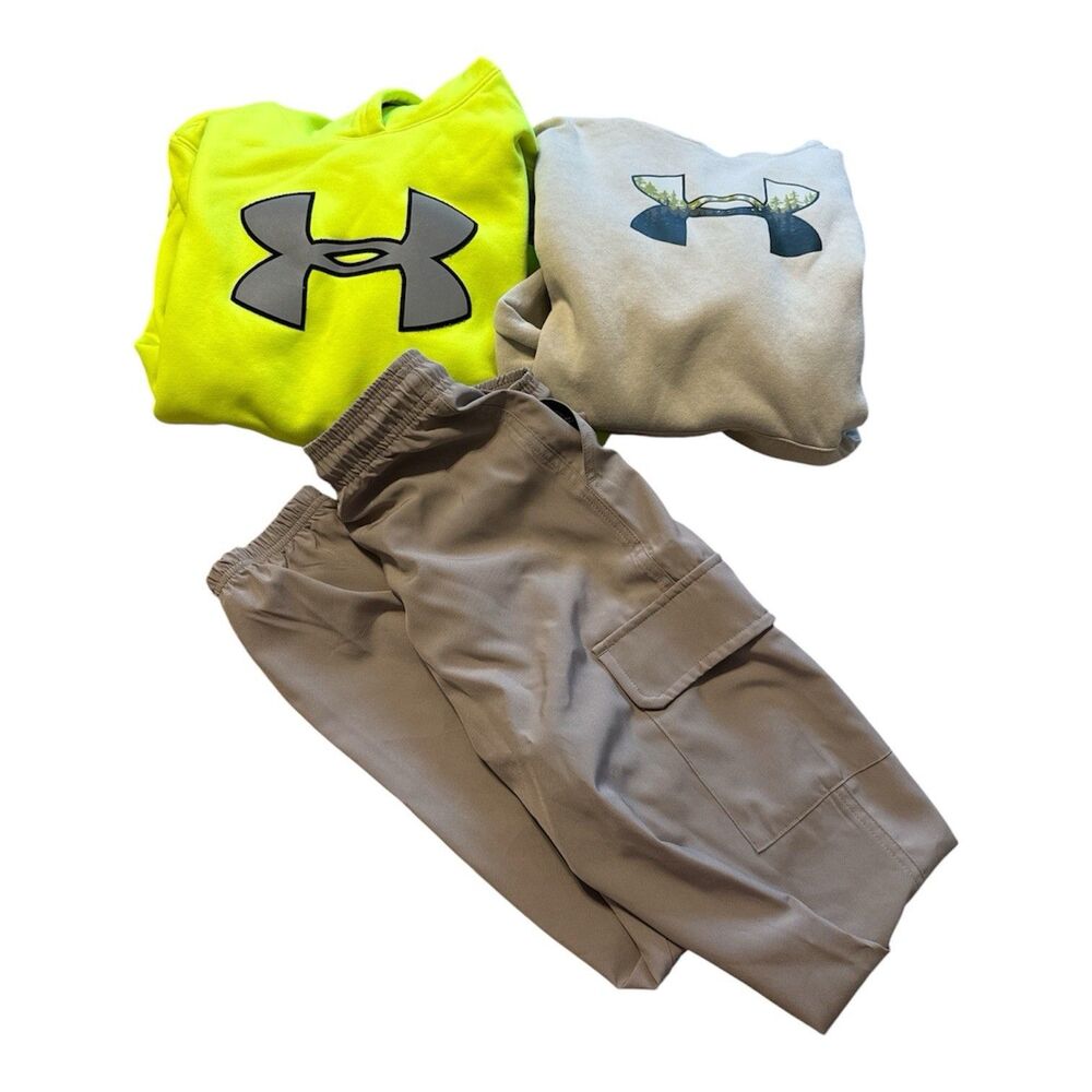 Under Armour Youth Medium Yellow And Tan Sweatshirt And Tan Athletic Pants